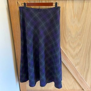 Purple plaid long skirt